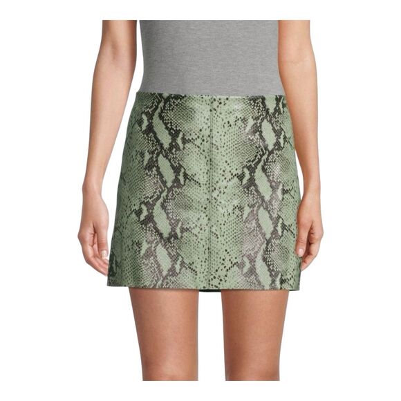 Alice Olivia Elana Snake Print Mini Skirt Size 6 Green Sage - Picture 1 of 10